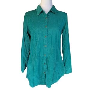 J.Jill Corduroy Kelly Green Button Front Essential Shirt Size Small Petite